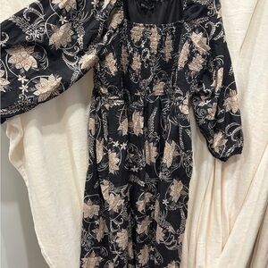 NWT Mikarose Black and Beige Floral Dress XXL